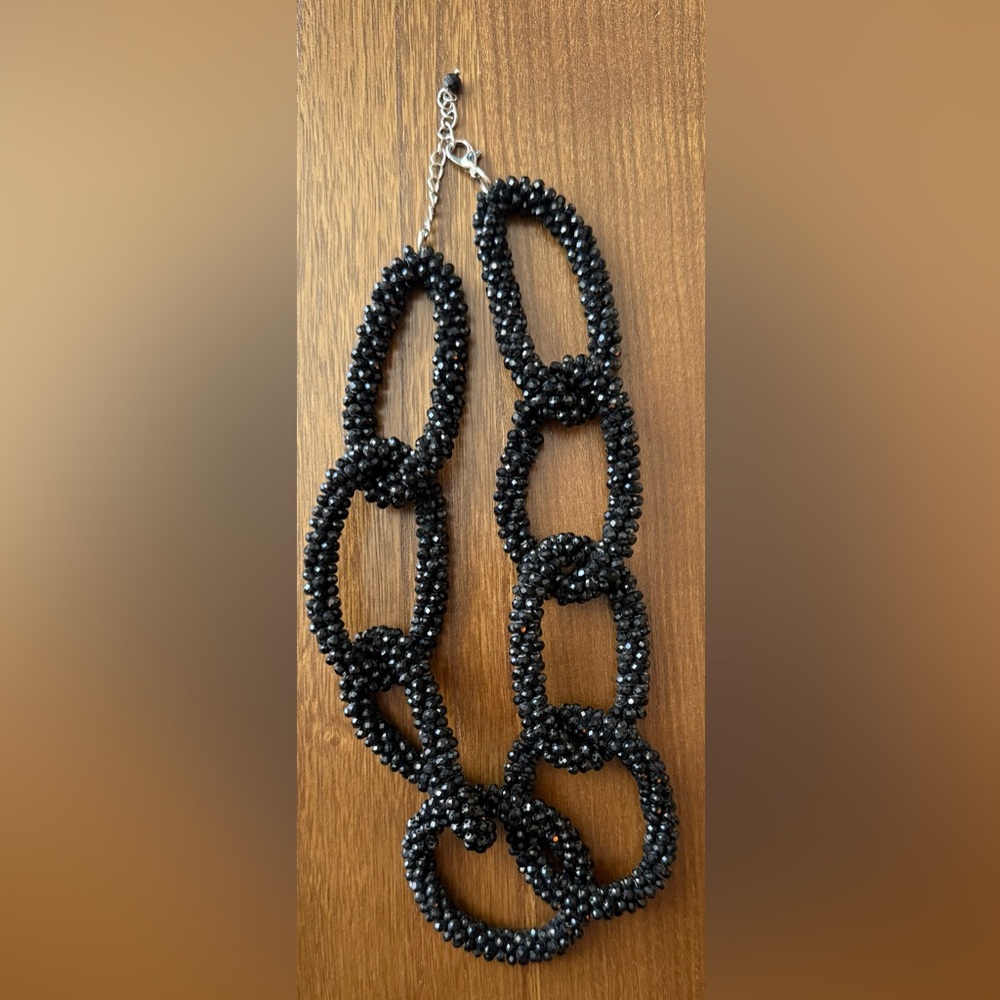 Express Black Beaded Statement Necklace